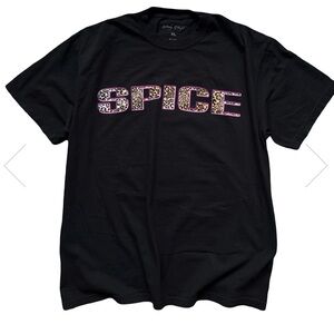 Spice Graphic Tee - Black with Pink Leopard Print